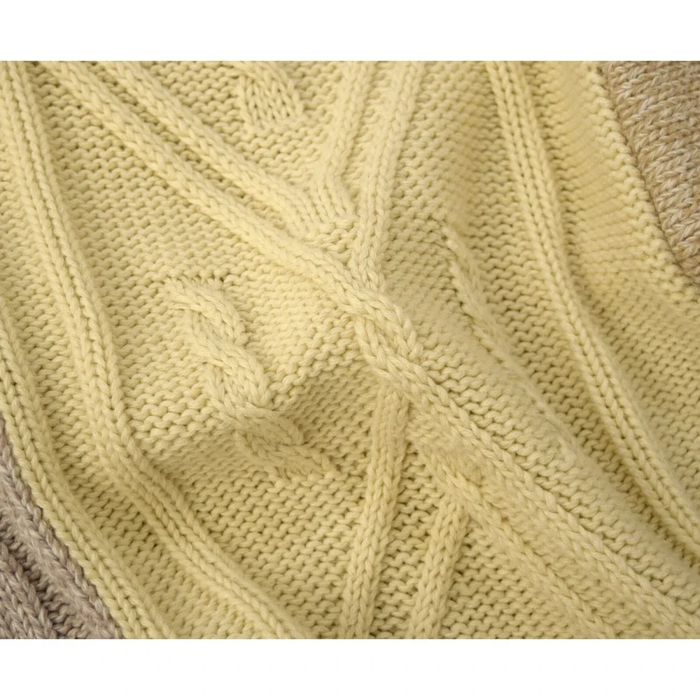 Vtg Orvis Men's XL Patchwork Fisherman Sweater 100% Cotton Cable Knit 90s Boho